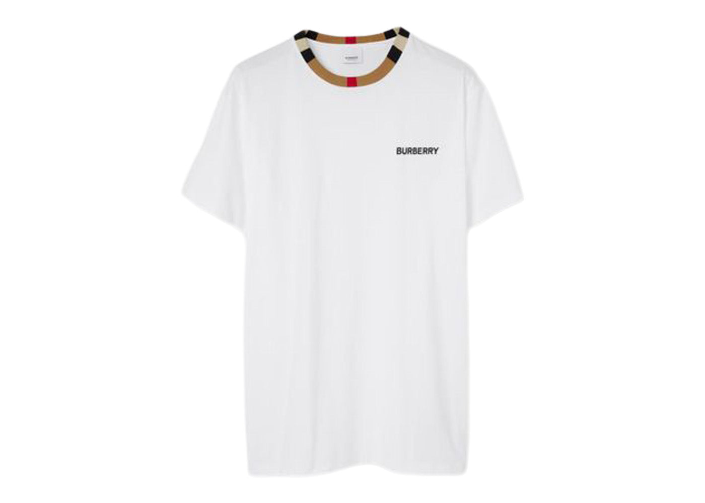 Burberry Icon Stripe Trim Cotton T shirt White