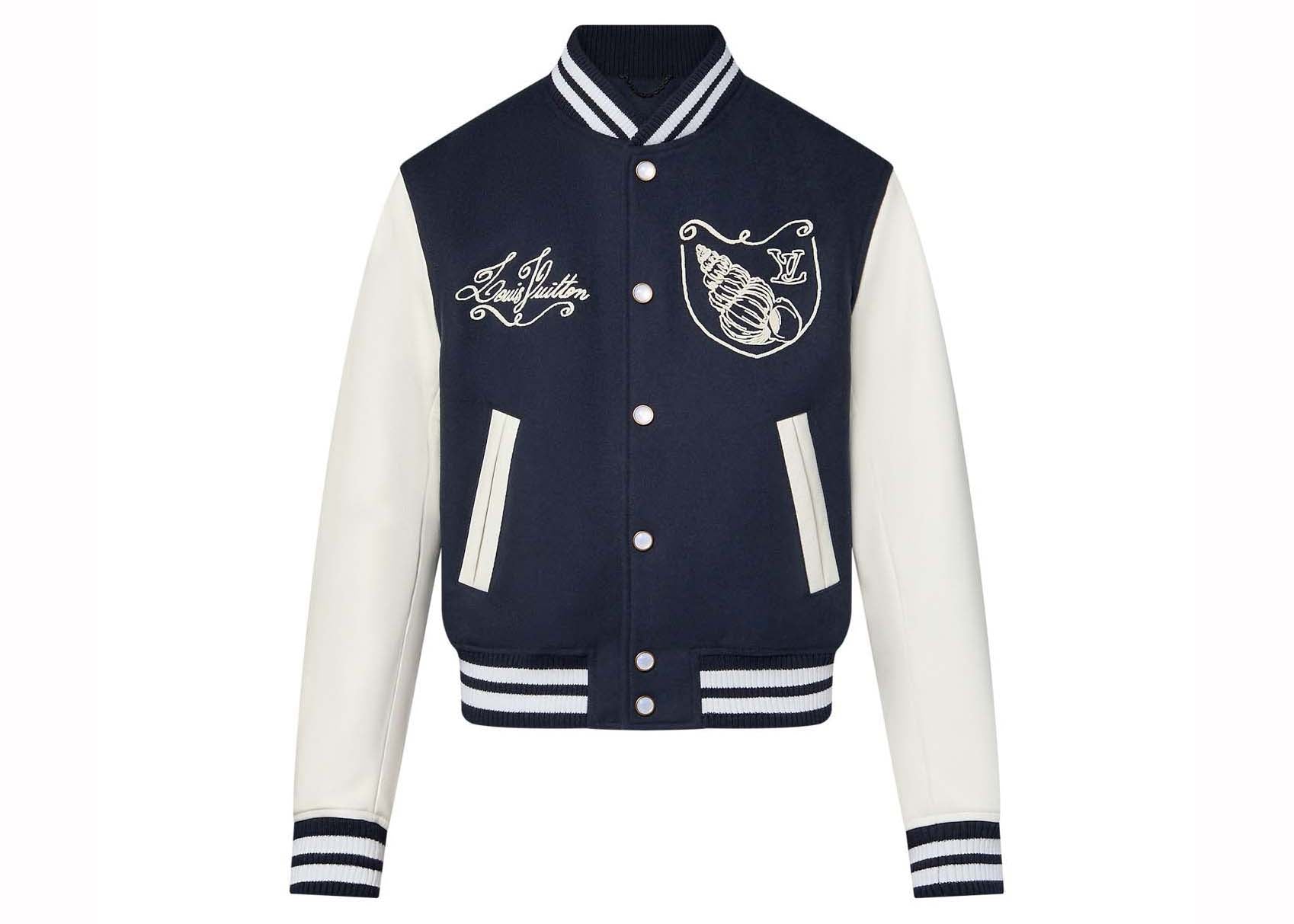 Veste Varsity en cuir de veau Louis Vuitton Bleu Marine