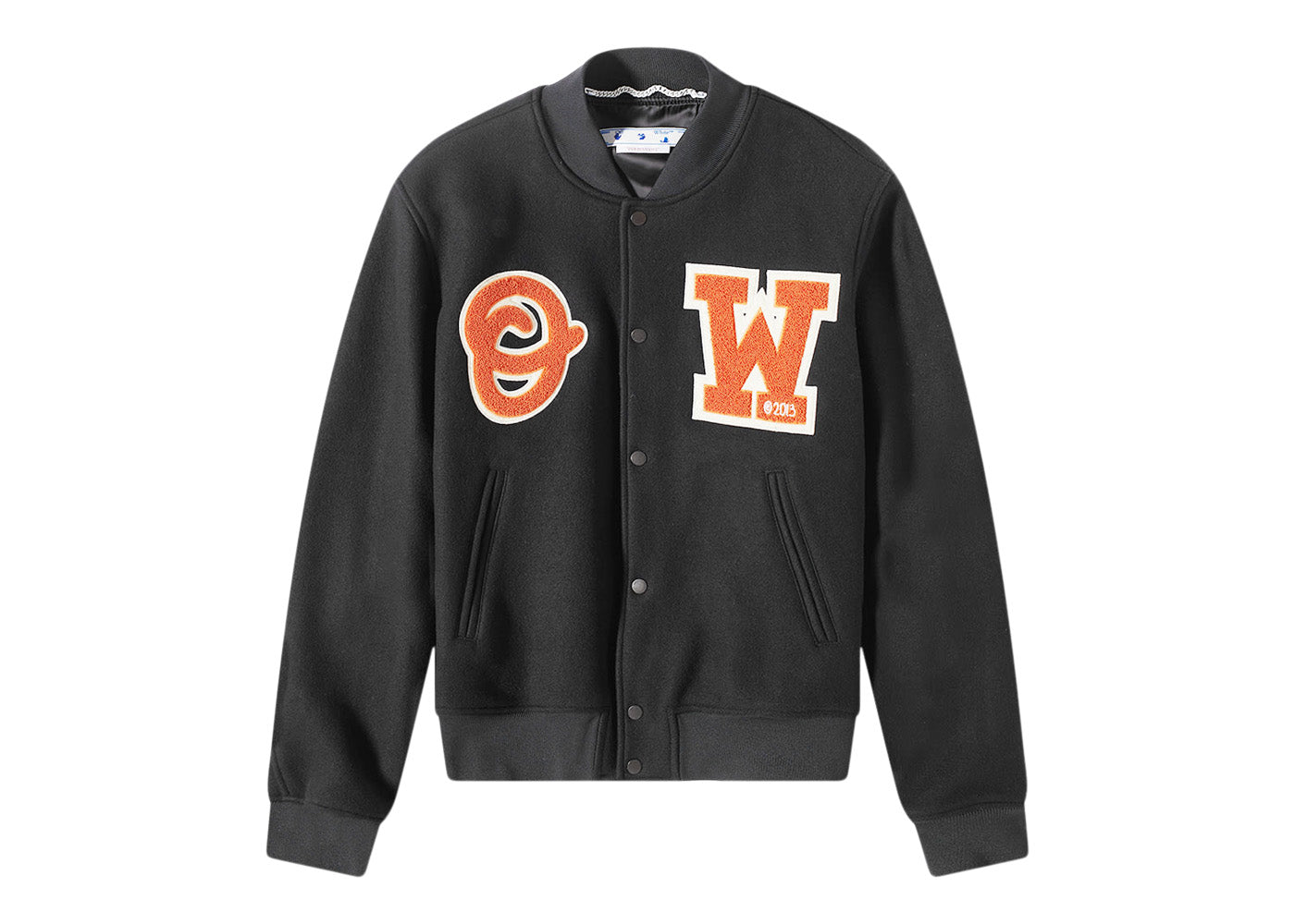 OFF WHITE OW Patch Varsity Jacket Black Orange