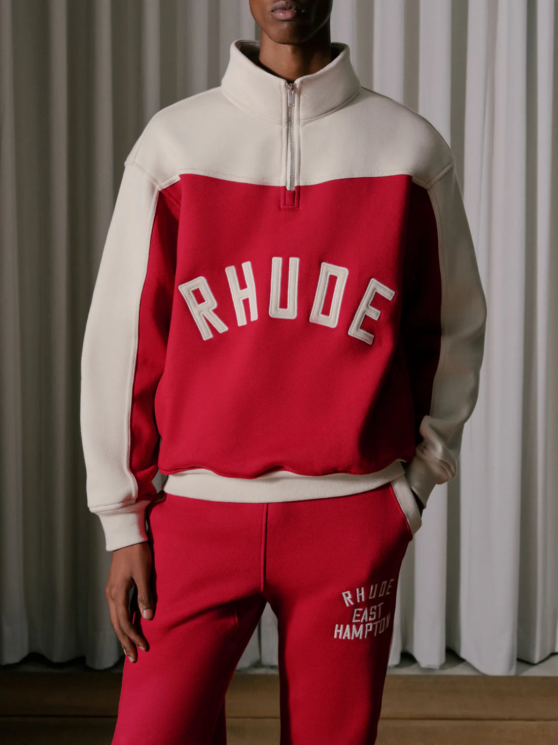 RHUDE CONTRAST QUARTER-ZIP VARSITY