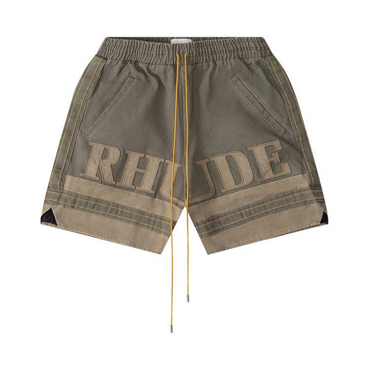 Short à logo en toile brodée Rhude 'Olive/Tan'