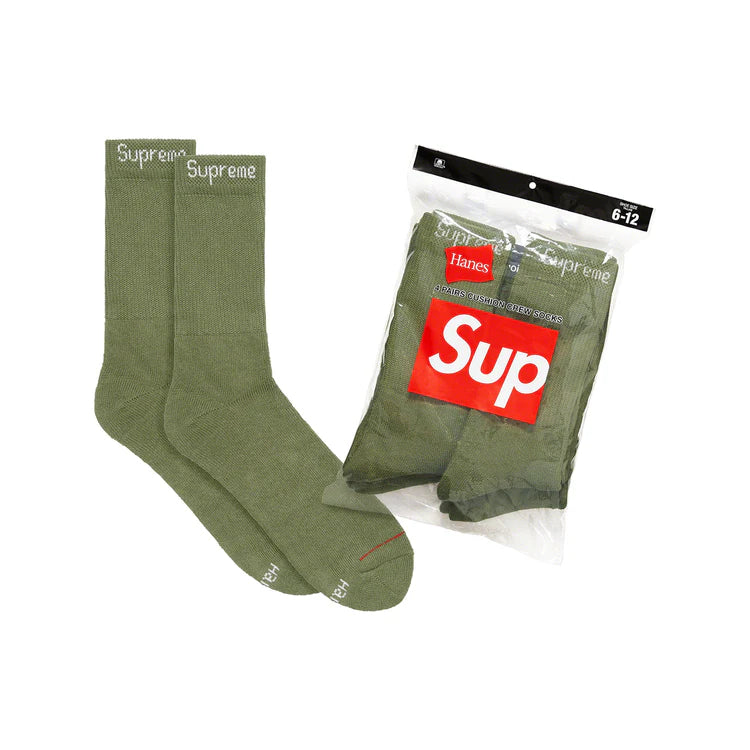 Supreme x Hanes Crew Socks (2 Pack) 'Olive'