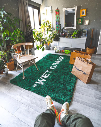 Tapis Virgil Abloh x IKEA MARKERAD "WET GRASS" Vert