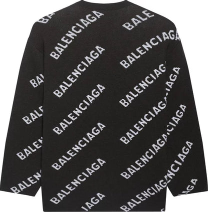 Balenciaga Allover Logo Crewneck 'Khaki/White'