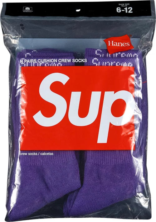 Supreme Hanes Crew Socks (2 Pack) Purple