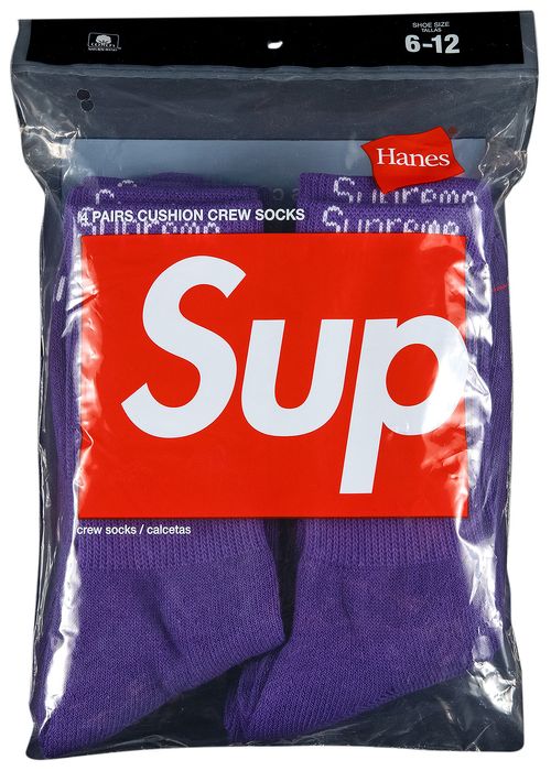 Supreme Hanes Crew Socks (2 Pack) Purple