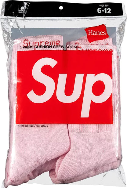 Supreme Hanes Crew Socks (2 Pack) Pink