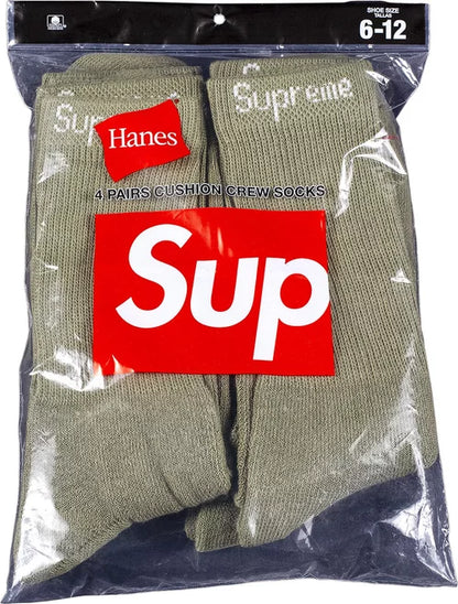 Supreme x Hanes Crew Socks (2 Pack) 'Olive'