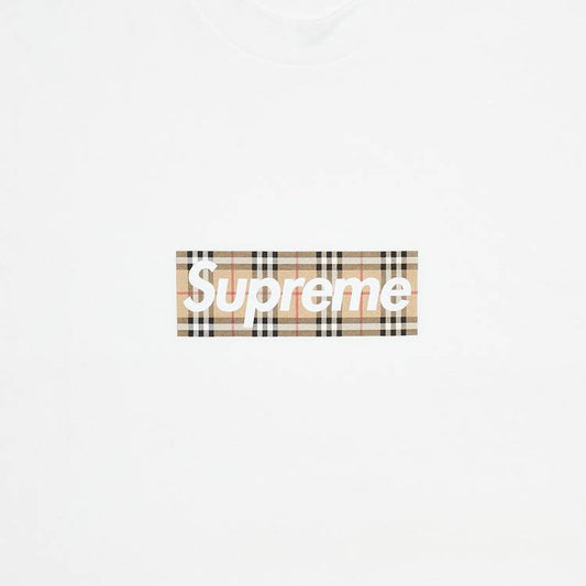 T-shirt Supreme x Burberry avec logo en boîte 'Blanc'