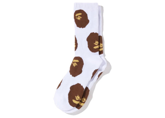 BAPE Chaussettes à motif tête de singe Blanc