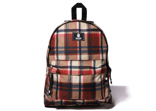 BAPE Check Daypack Sac à dos Rouge 