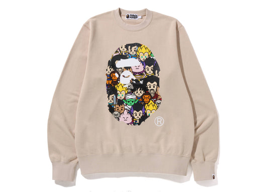 BAPE x Dragon Ball Z Ape Head Crewneck Sweatshirt Beige 