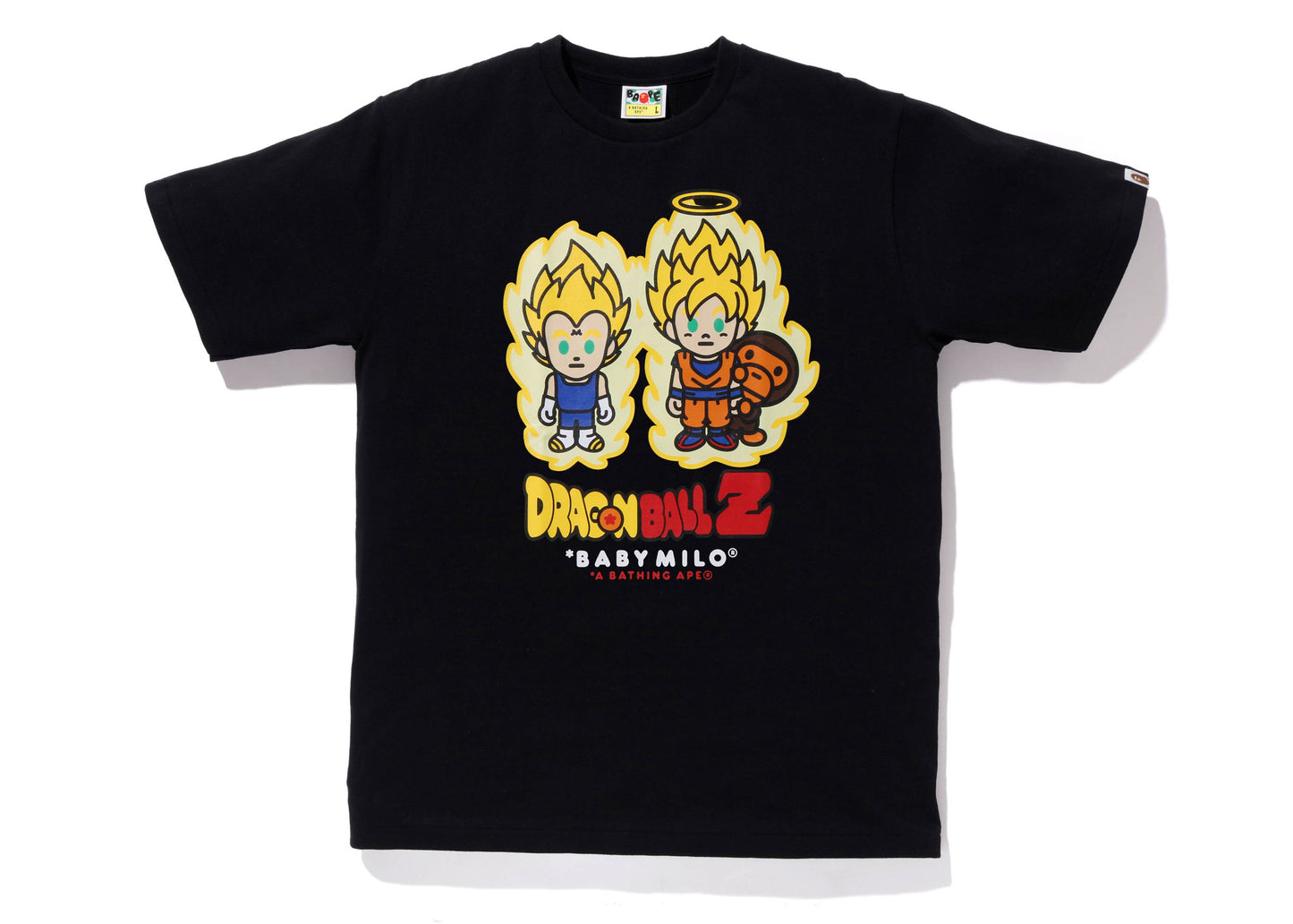 BAPE x Dragon Ball Z Super Saiyan Vegeta &amp; Son Goku Baby Milo Tee Noir