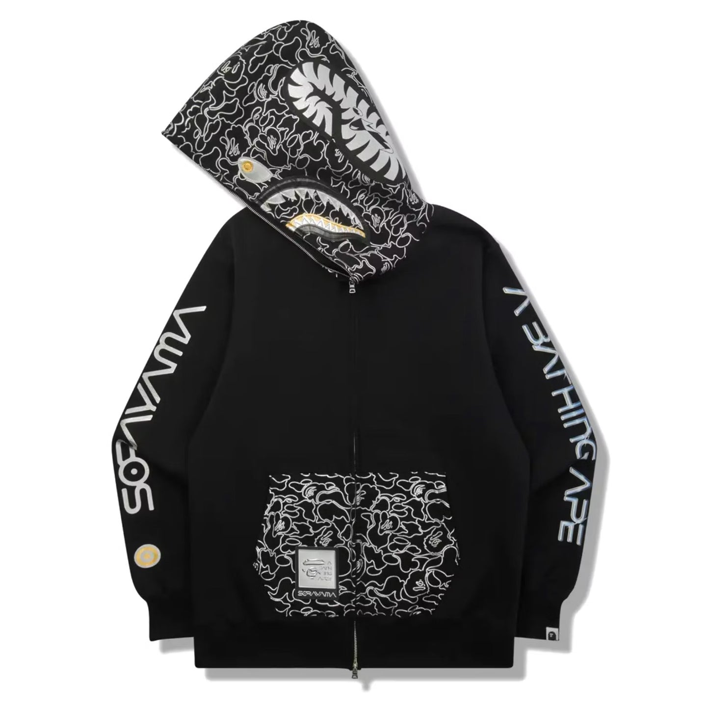 BAPE x Hajime Sorayama Shark Full Zip Hoodie Black 