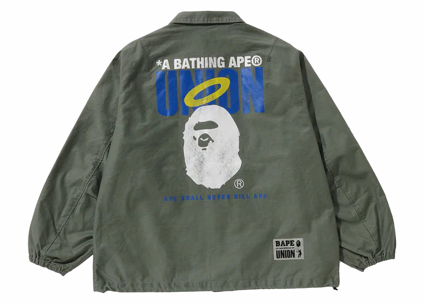 Veste d'entraîneur teinte pigmentée BAPE x Union Olivedrab 