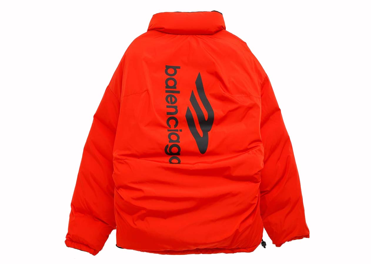 Balenciaga Cocoon Kick Puffer Jacket Black Red