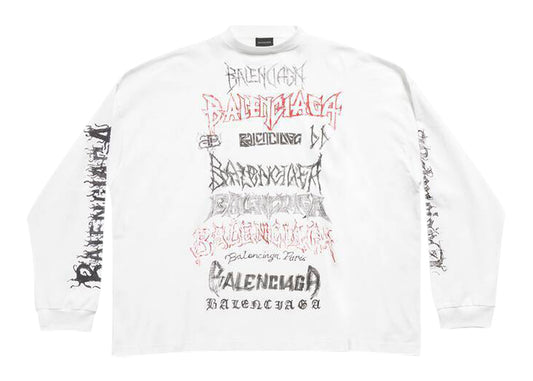 Balenciaga T-shirt DIY Metal à manches longues coupe moyenne Blanc/Noir/Rouge 