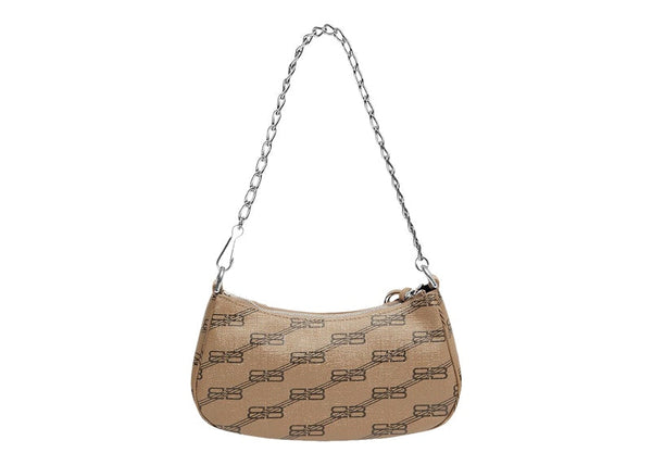 Balenciaga Le Cagole Mini Bag with Chain BB Monogram Beige/Brown