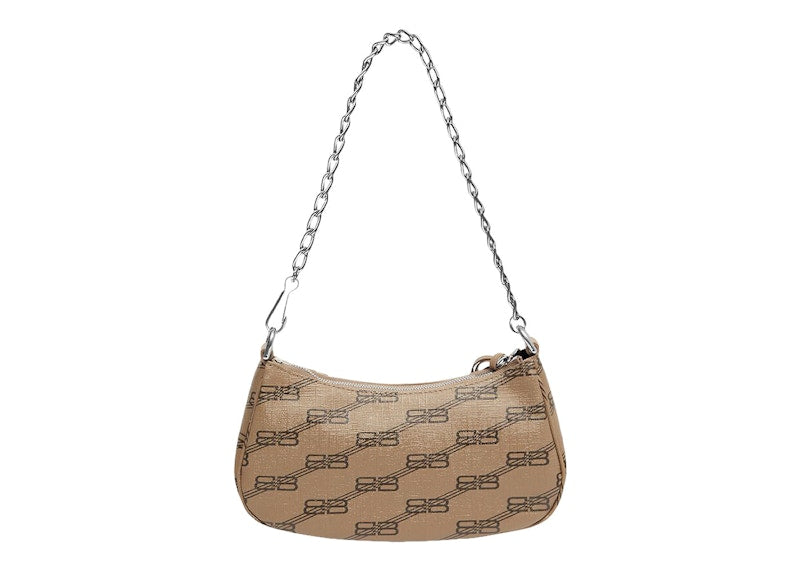 Balenciaga Le Cagole Mini Bag with Chain BB Monogram Beige/Brown