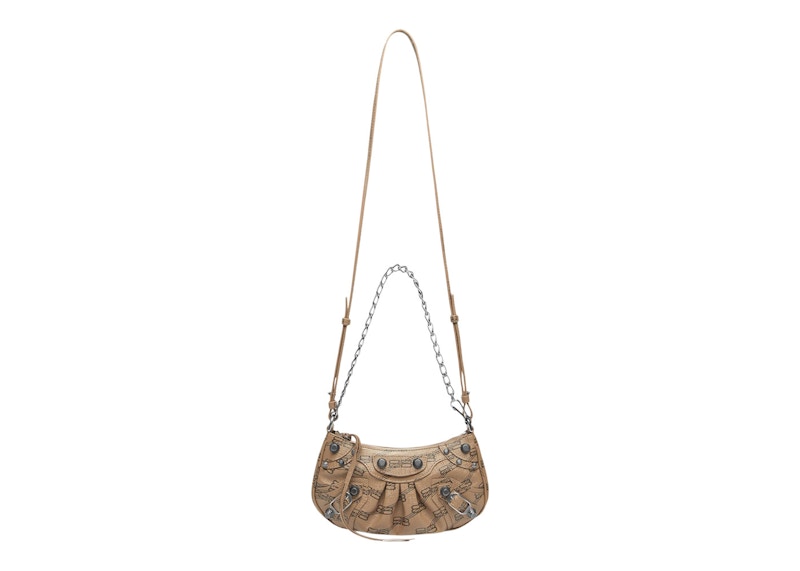Balenciaga Le Cagole Mini Bag with Chain BB Monogram Beige/Brown