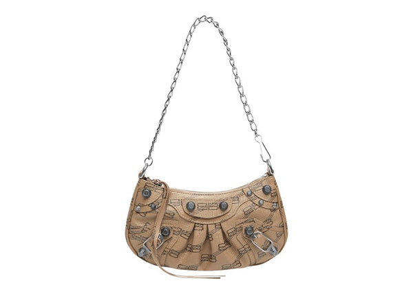 Balenciaga Le Cagole Mini Bag with Chain BB Monogram Beige/Brown