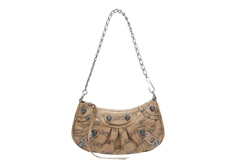 Balenciaga Le Cagole Mini Bag with Chain BB Monogram Beige/Brown