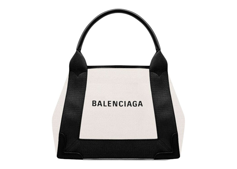 Balenciaga Navy Cabas Tote Bag XS Light Beige/Black