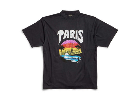 Balenciaga Paris T-shirt Tropical Coupe Moyenne Noir