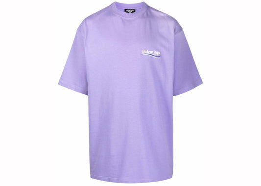 Balenciaga Political Campaign Oversized Logo-Print T-shirt Purple