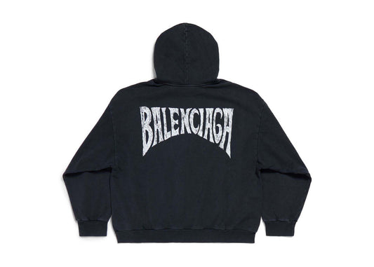 Balenciaga Political Pochoir Sweat à capuche surdimensionné Noir/Blanc 