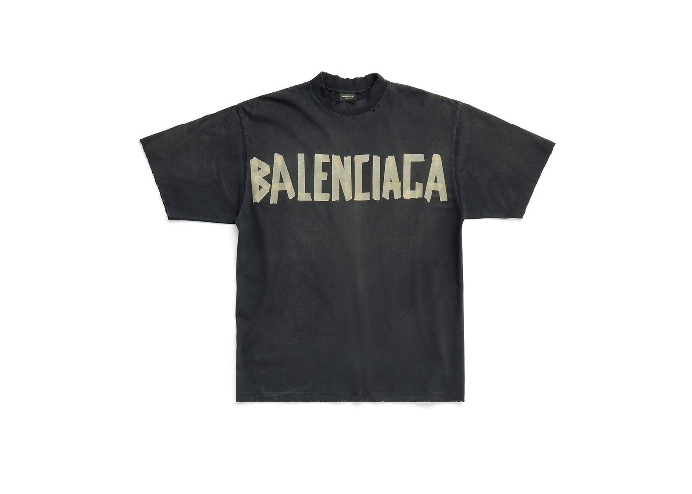 Balenciaga Tape Type T-shirt Coupe Moyenne Noir Délavé