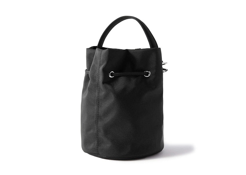 Balenciaga Wheel Shell Drawstring Bucket Bag XS Black/White