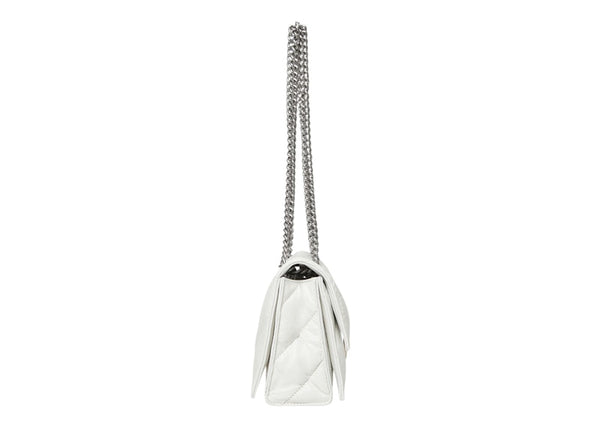 Balenciaga Women's Crush Small Chain Bag Quilted Optic White