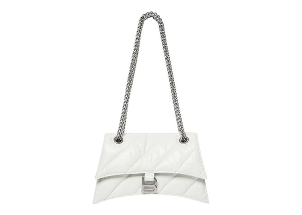 Balenciaga Women's Crush Small Chain Bag Quilted Optic White