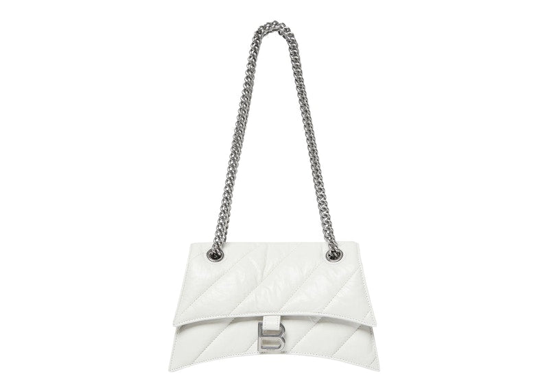 Balenciaga Women's Crush Small Chain Bag Quilted Optic White
