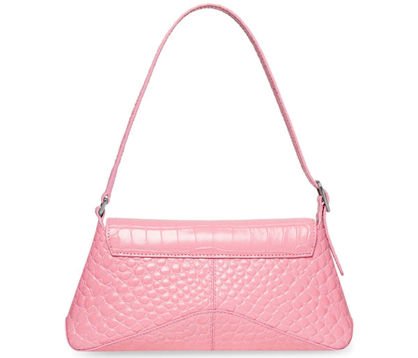 Balenciaga XX Crocodile Embossed Flap Bag Small Pink