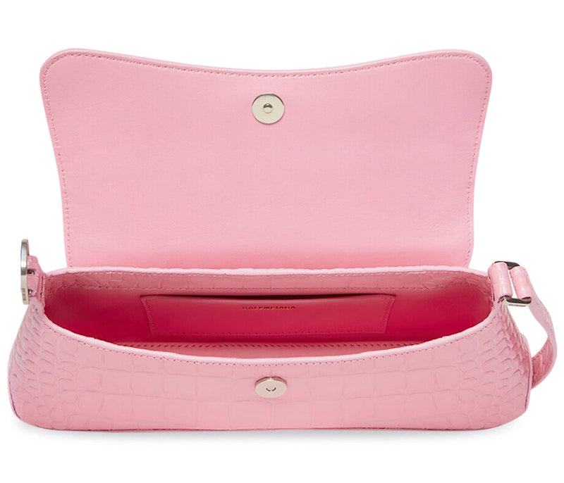 Balenciaga XX Crocodile Embossed Flap Bag Small Pink