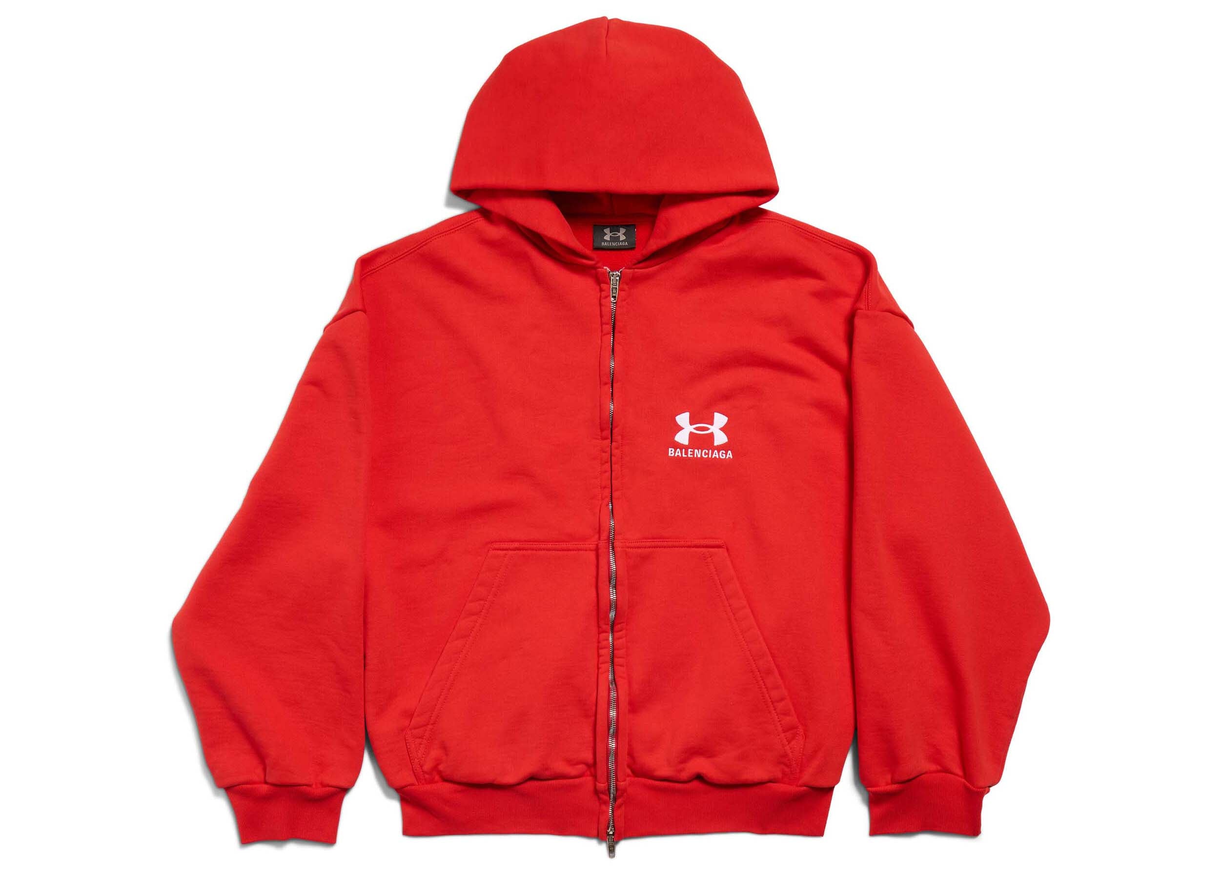 Balenciaga x Under Armor Zip Up Hoodie Regular Fit Red White