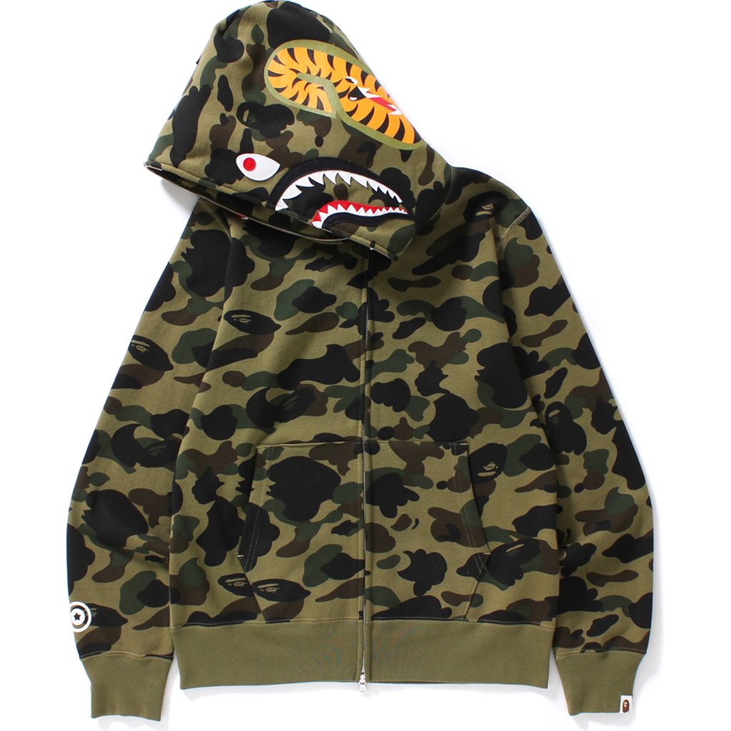 BAPE 1st Camo Shark Full Zip Hoodie Green