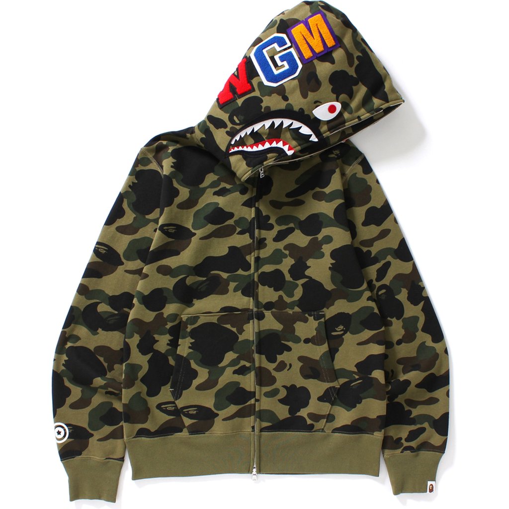 BAPE 1st Camo Shark Sweat à capuche entièrement zippé vert