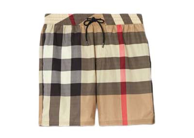 Burberry Check Drawcord Swim Shorts Archive Beige