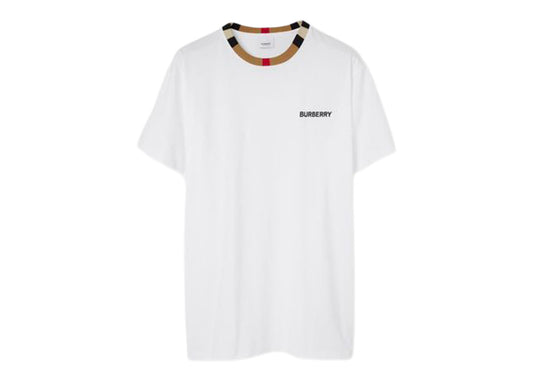 Burberry Icon Stripe Trim Cotton T-shirt White