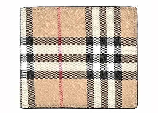 Portefeuille Burberry Vintage Check à 8 emplacements pour cartes Beige/Noir 