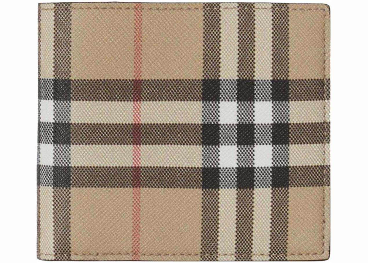 Portefeuille à deux volets Burberry Vintage Check Beige/Noir 