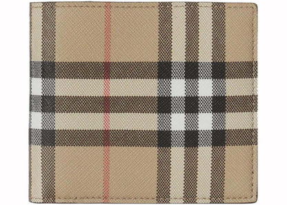 Portefeuille à deux volets Burberry Vintage Check Beige/Noir 