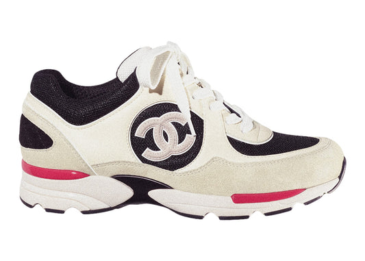 Chanel CC Logo Trainer Ivory Black Beige