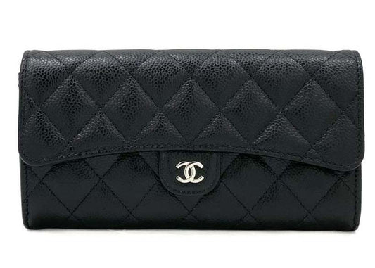 Portefeuille long à rabat classique Chanel Noir (AP0241) 