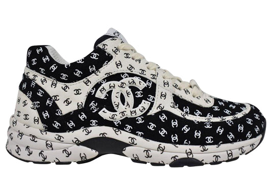 Chanel Suede Trainer Printed CC Black