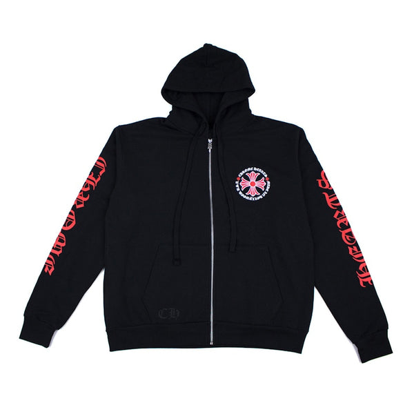 Sweat à capuche zippé Chrome Hearts Made In Hollywood Plus Cross Noir/Rouge
