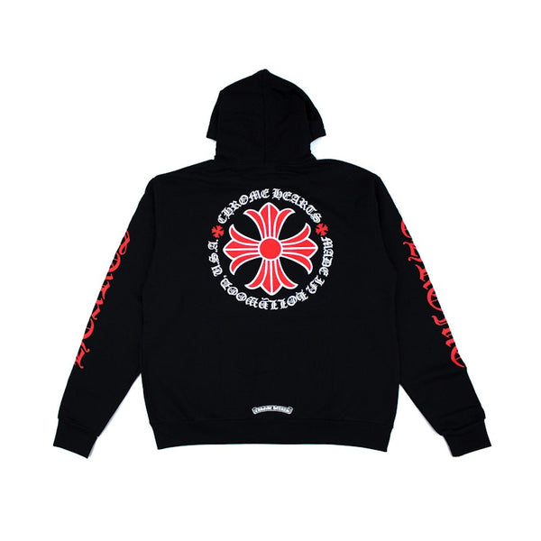 Sweat à capuche zippé Chrome Hearts Made In Hollywood Plus Cross Noir/Rouge